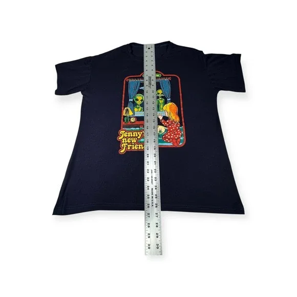 ROMWE Graphic Tee Alien UFO Jenny's New Friends Short Sleeve T-Shirt S - Picture 2 of 8